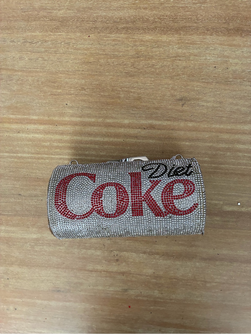 Source Unknown Silver Rhinestone 'Diet Coke' Crossbody Bag with Red Logo